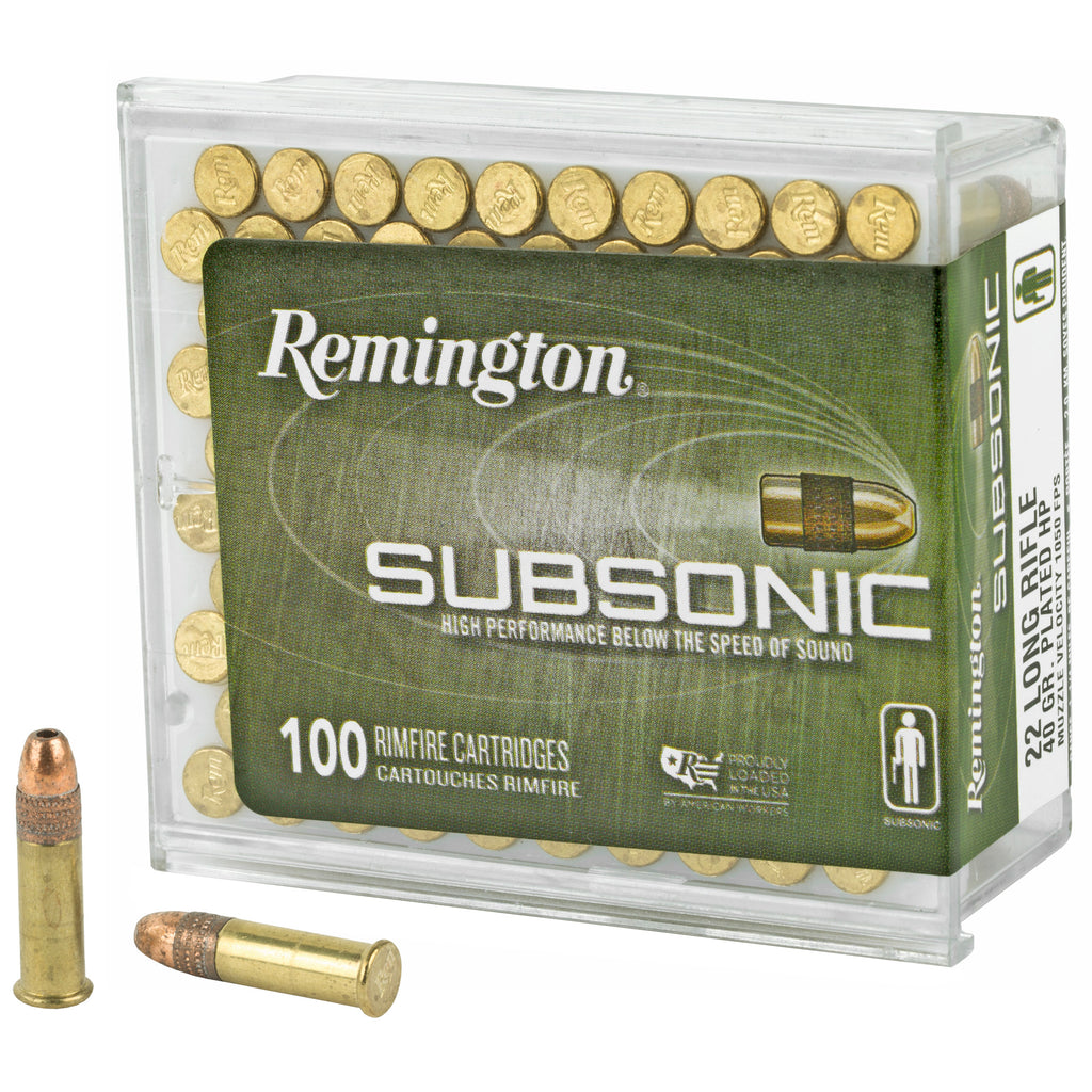 Remington Subsonic .22 LR 40-Grain Copper Hollow Point Ammunition - 100 Rounds