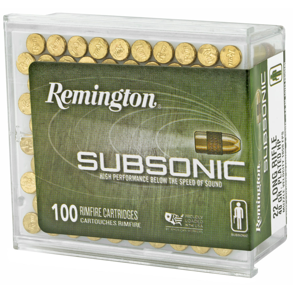 Remington Subsonic .22 LR 40-Grain Copper Hollow Point Ammunition - 100 Rounds