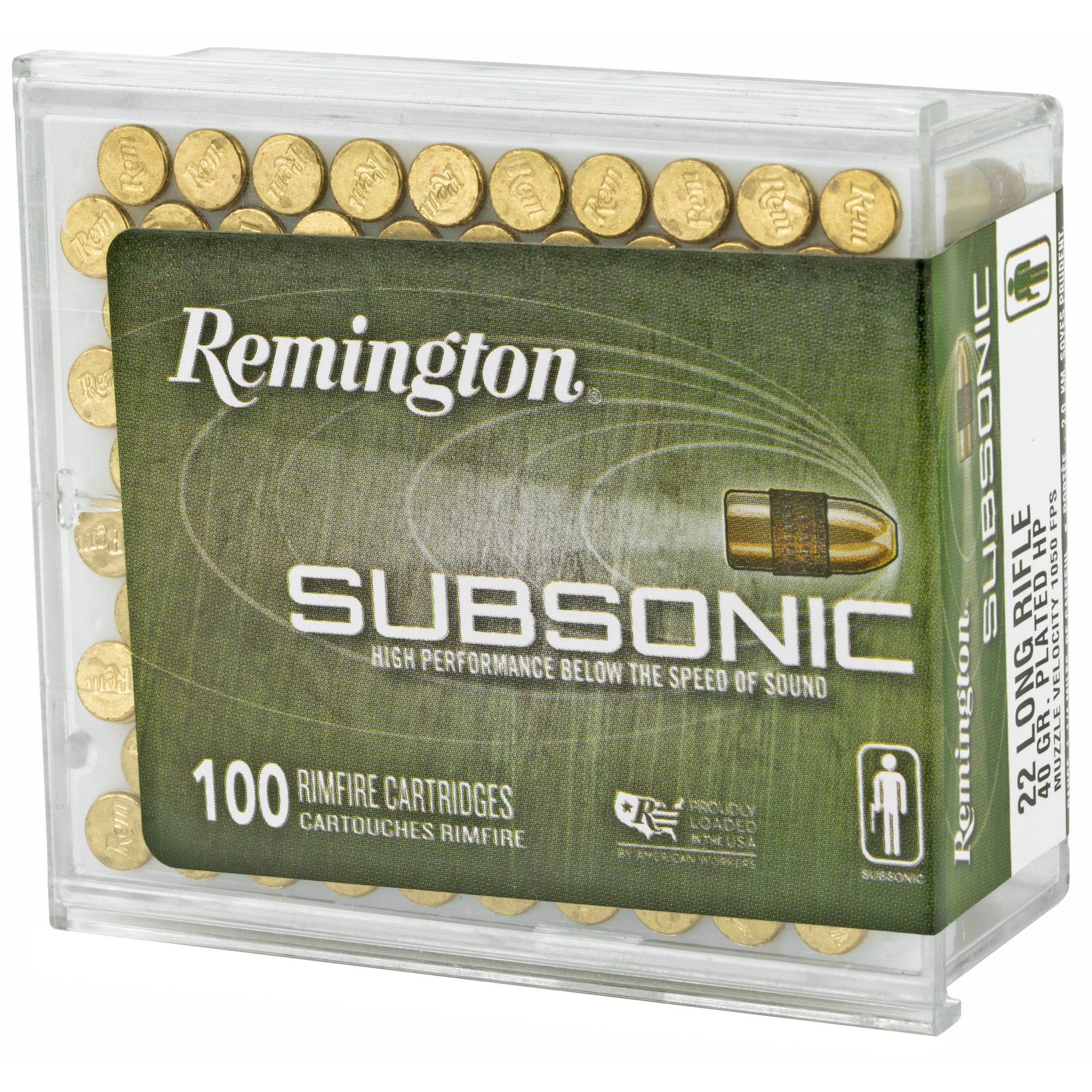 Remington Subsonic .22 LR 40-Grain Copper Hollow Point Ammunition - 100 Rounds