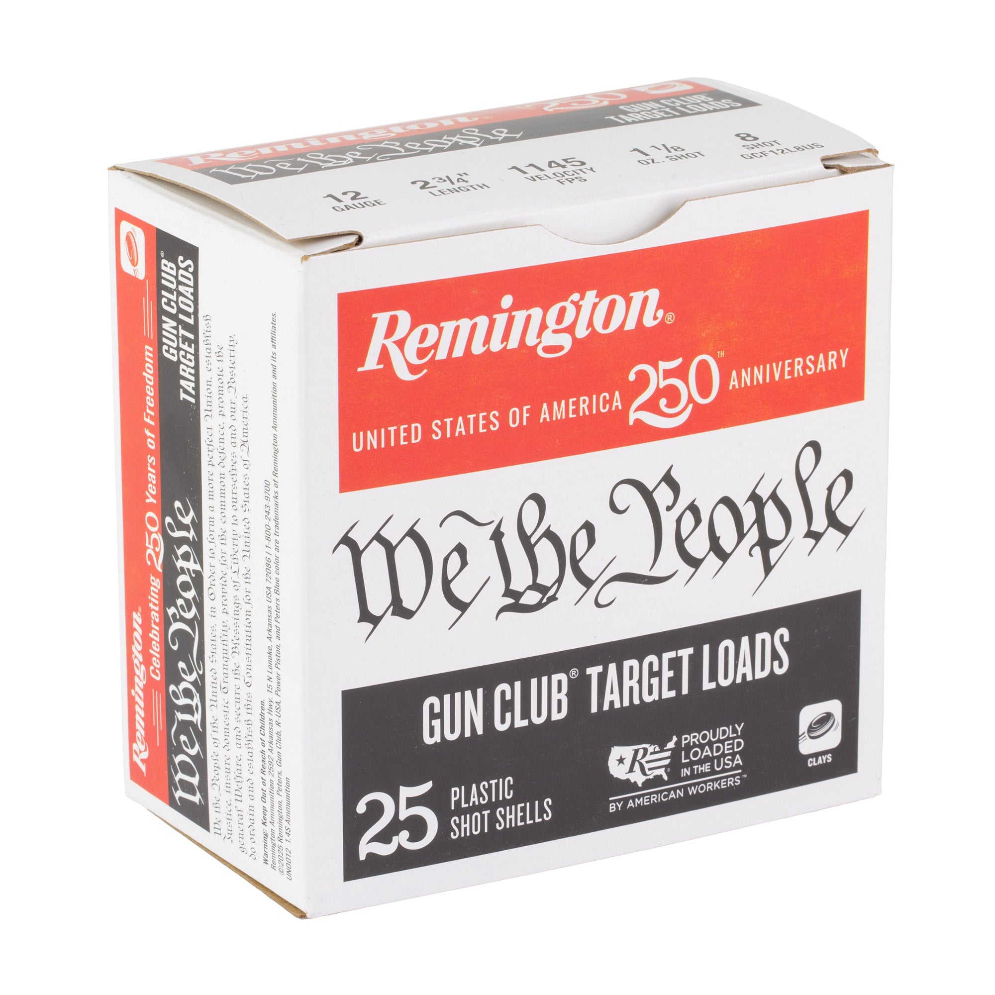 Remington Gun Club 12 Gauge Target Loads – 2.75 Inch, 1 1/8 Ounce, #8 Shot