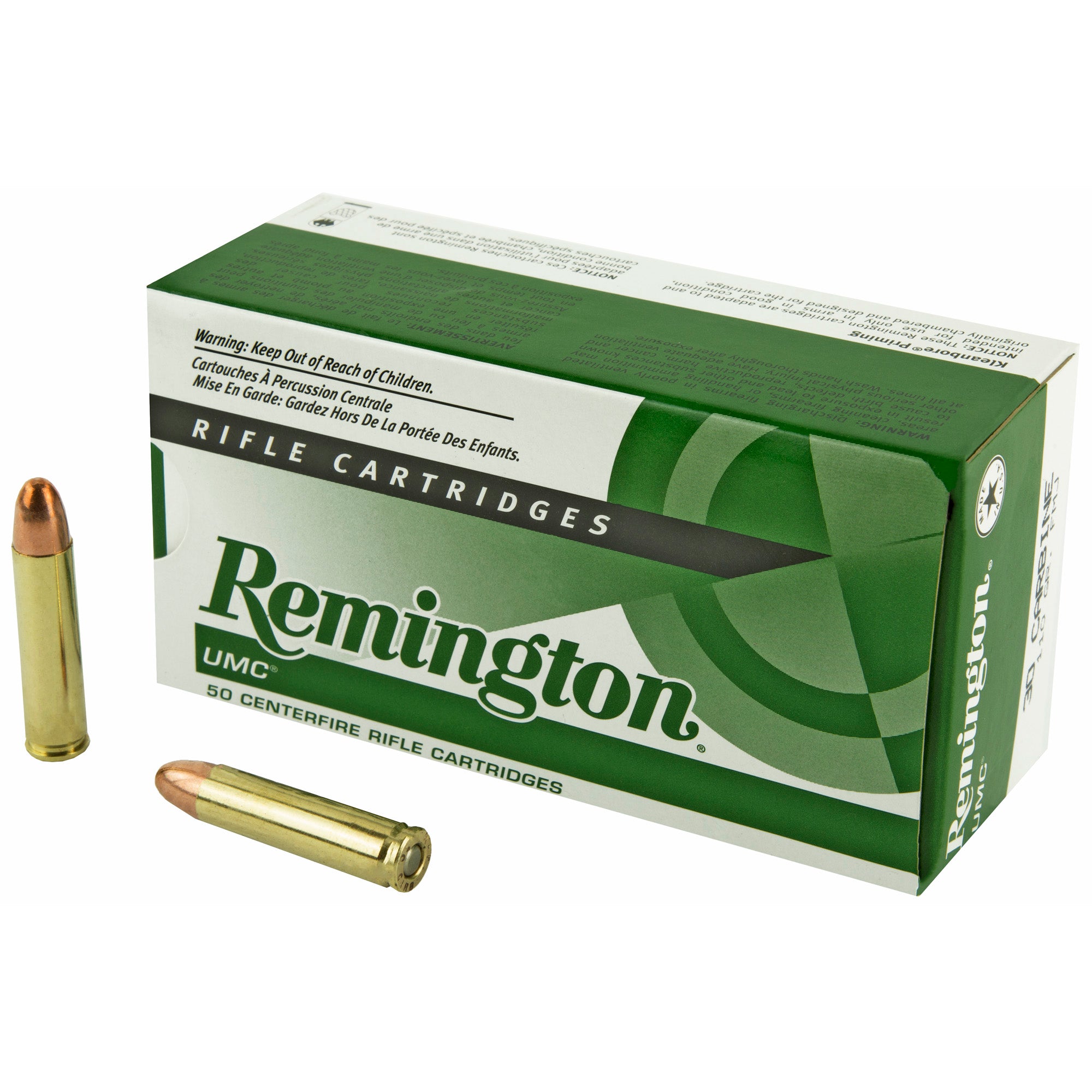 Remington UMC 30 Carbine 110 Grain Full Metal Jacket Rifle Ammunition, 50 Rounds per Box