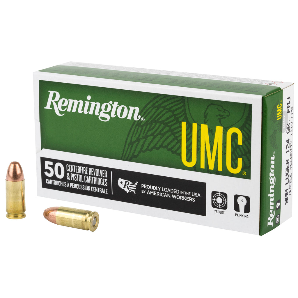 Remington UMC 9mm 124-Grain Full Metal Jacket Ammunition - 50 Rounds per Box