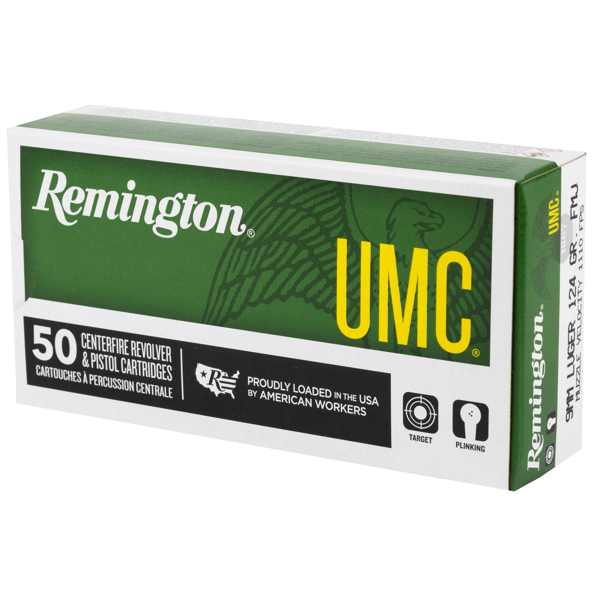 Remington UMC 9mm 124-Grain Full Metal Jacket Ammunition - 50 Rounds per Box