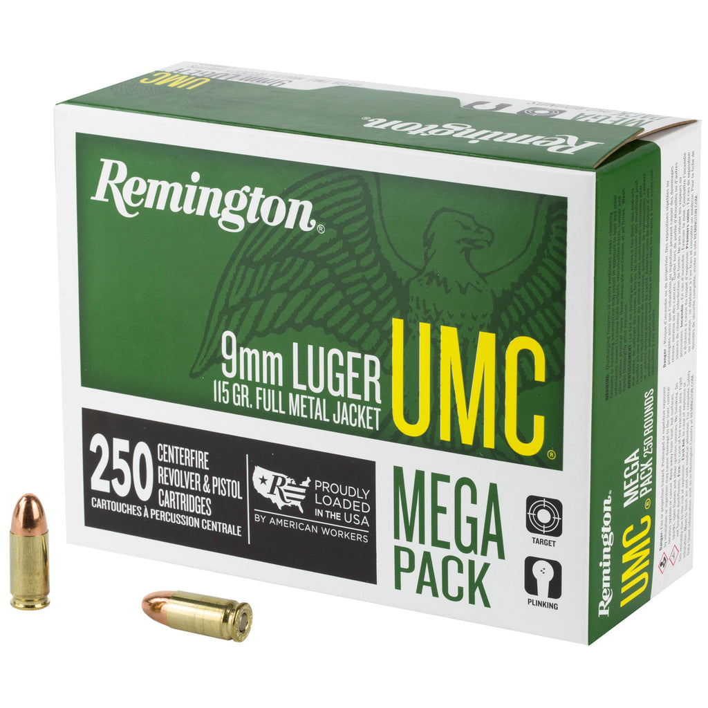 Remington UMC 9mm 115 Grain Full Metal Jacket Ammunition – Pack of 250 Rounds