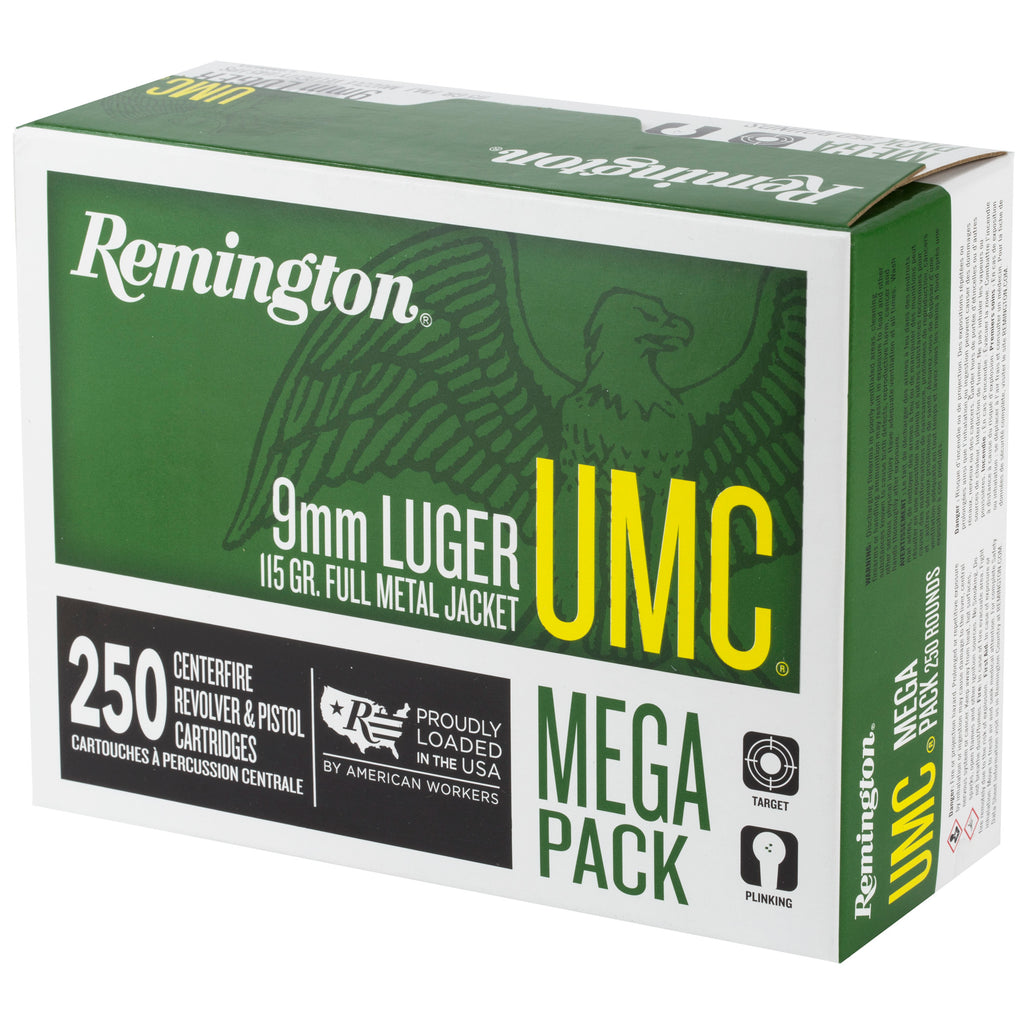 Remington UMC 9mm 115 Grain Full Metal Jacket Ammunition – Pack of 250 Rounds