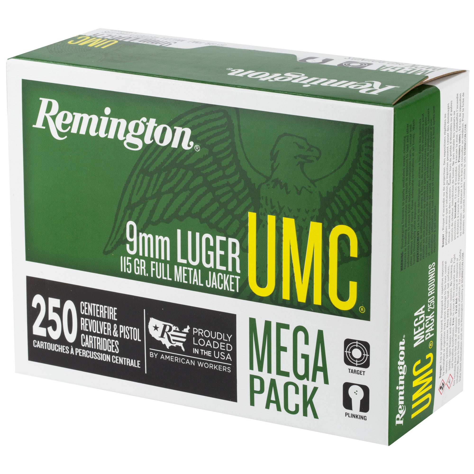 Remington UMC 9mm 115 Grain Full Metal Jacket Ammunition – Pack of 250 Rounds