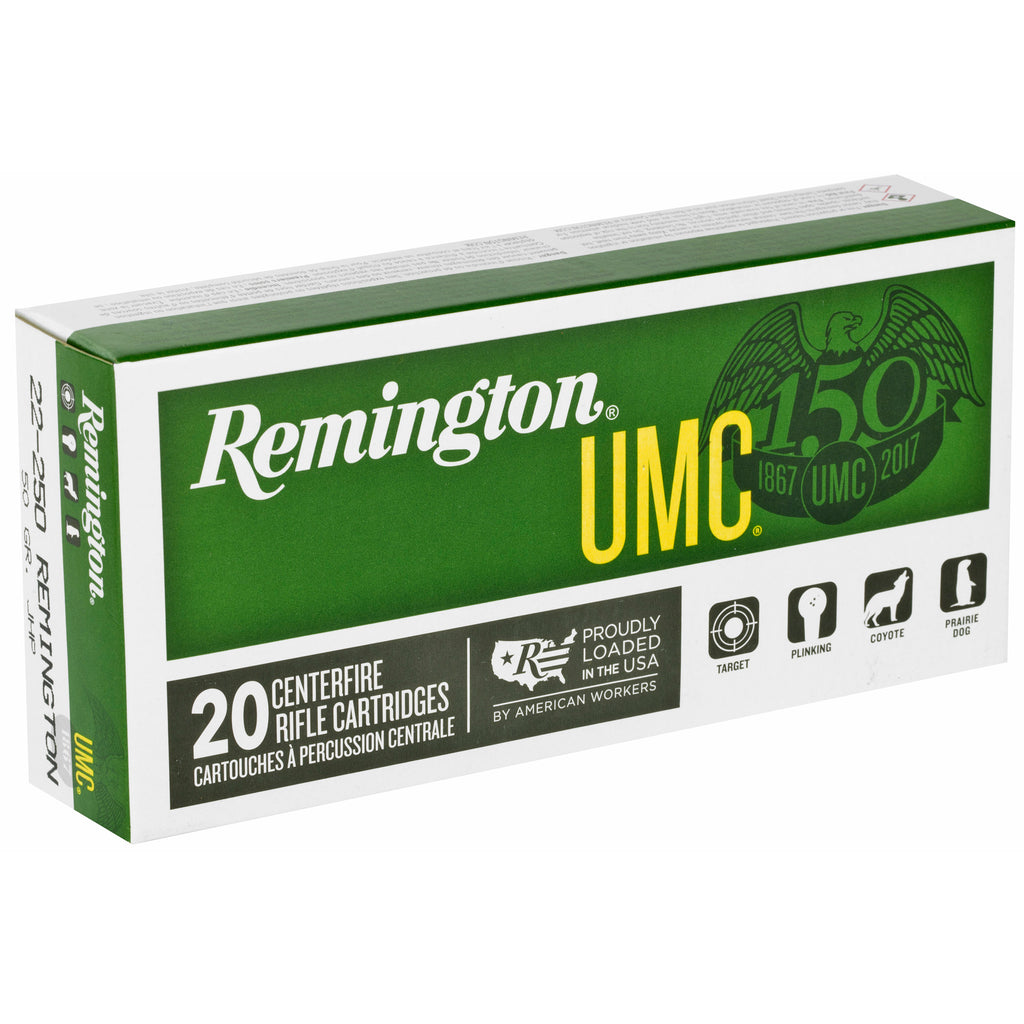 Remington UMC 22-250 Remington 50 Grain Hollow Point Rifle Ammunition, 20 Rounds Per Box
