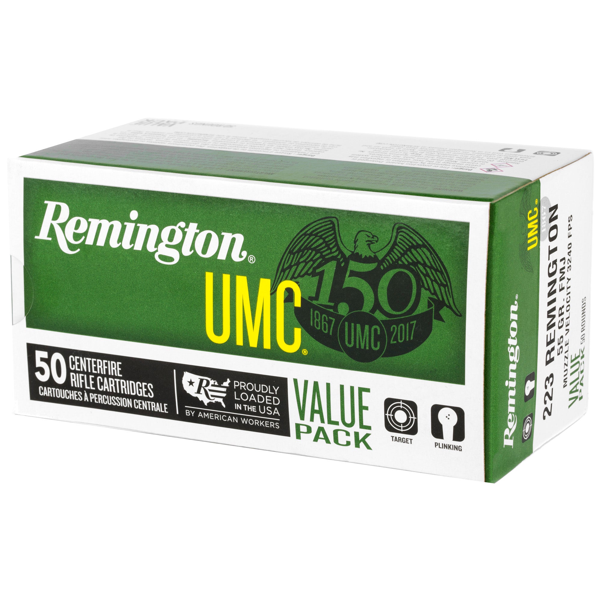 Remington UMC .223 Remington 55 Grain Full Metal Jacket Rifle Ammunition - 50 Rounds Per Box