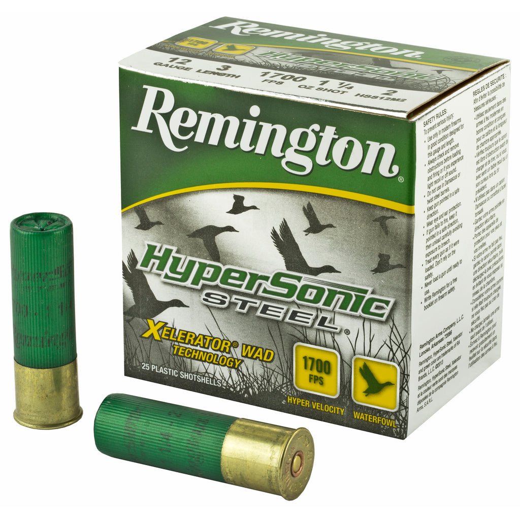 Remington Hypersonic Steel Shotgun Shells 12 Gauge, 3-Inch, #2 Steel Shot, 25 Rounds per Box