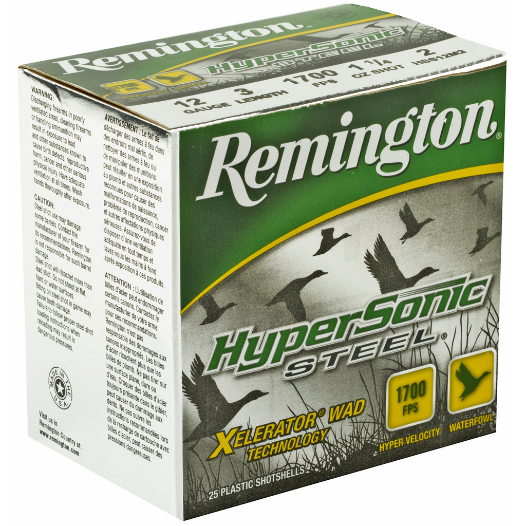 Remington Hypersonic Steel Shotgun Shells 12 Gauge, 3-Inch, #2 Steel Shot, 25 Rounds per Box