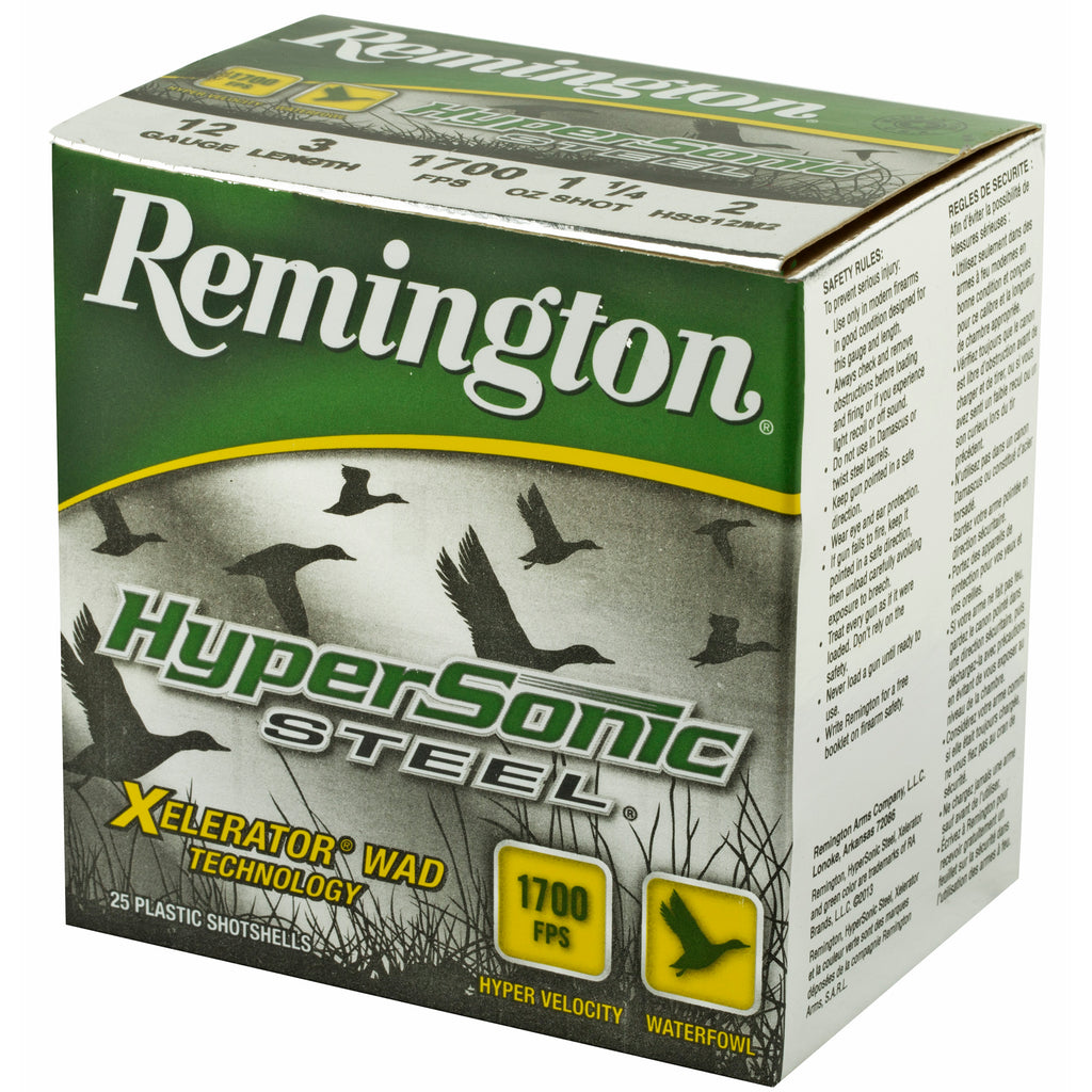 Remington Hypersonic Steel Shotgun Shells 12 Gauge, 3-Inch, #2 Steel Shot, 25 Rounds per Box