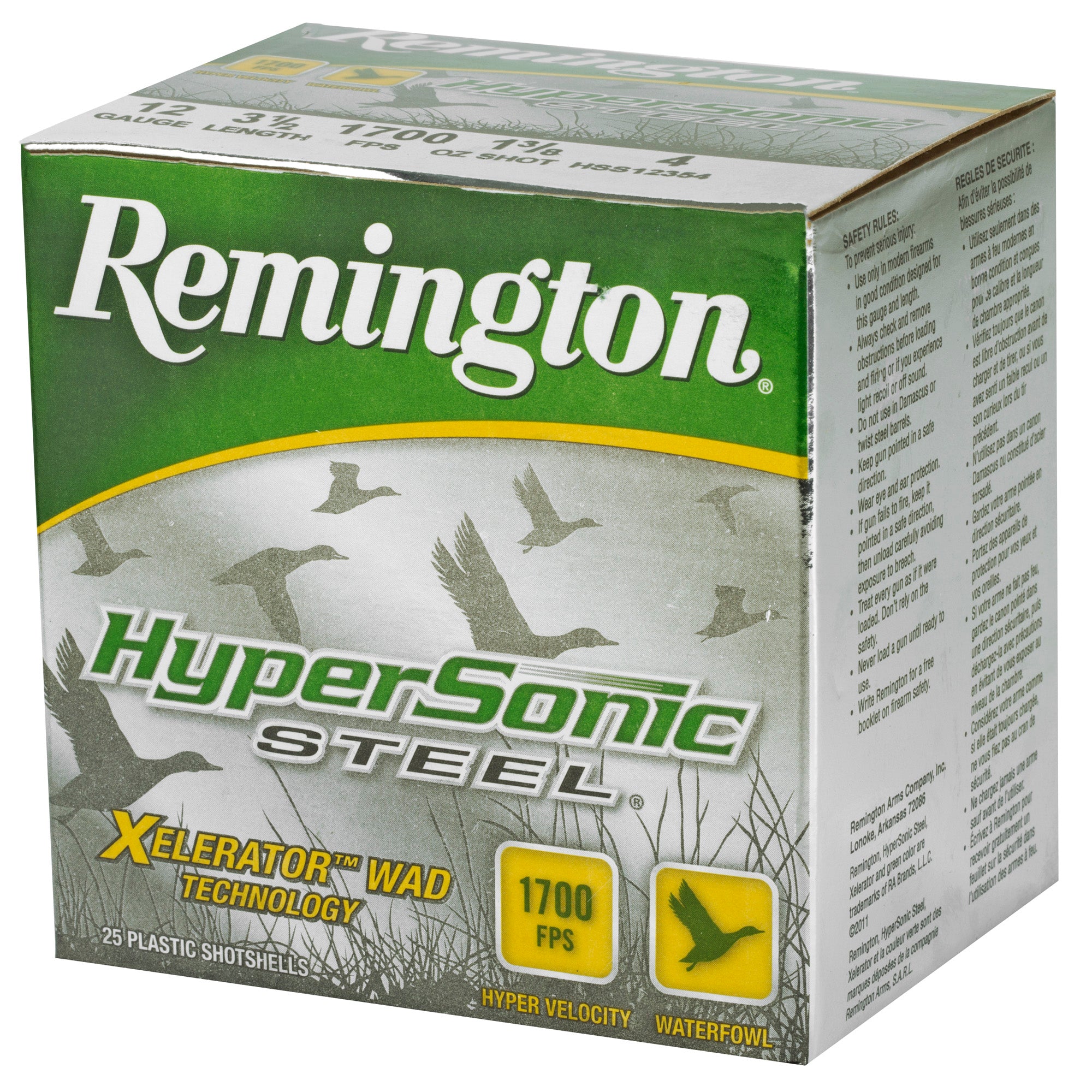 Remington Hypersonic Steel Shot 12 Gauge 3.5-inch 1 3/8 oz #4 – High Velocity Steel Shot for Waterfowl Hunting