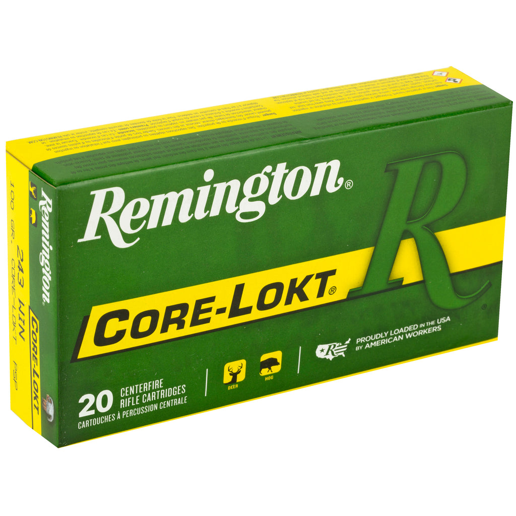 Remington Core-Lokt 243 Winchester 100 Grain Pointed Soft Point Ammunition - Reliable Big Game Hunting Ammo