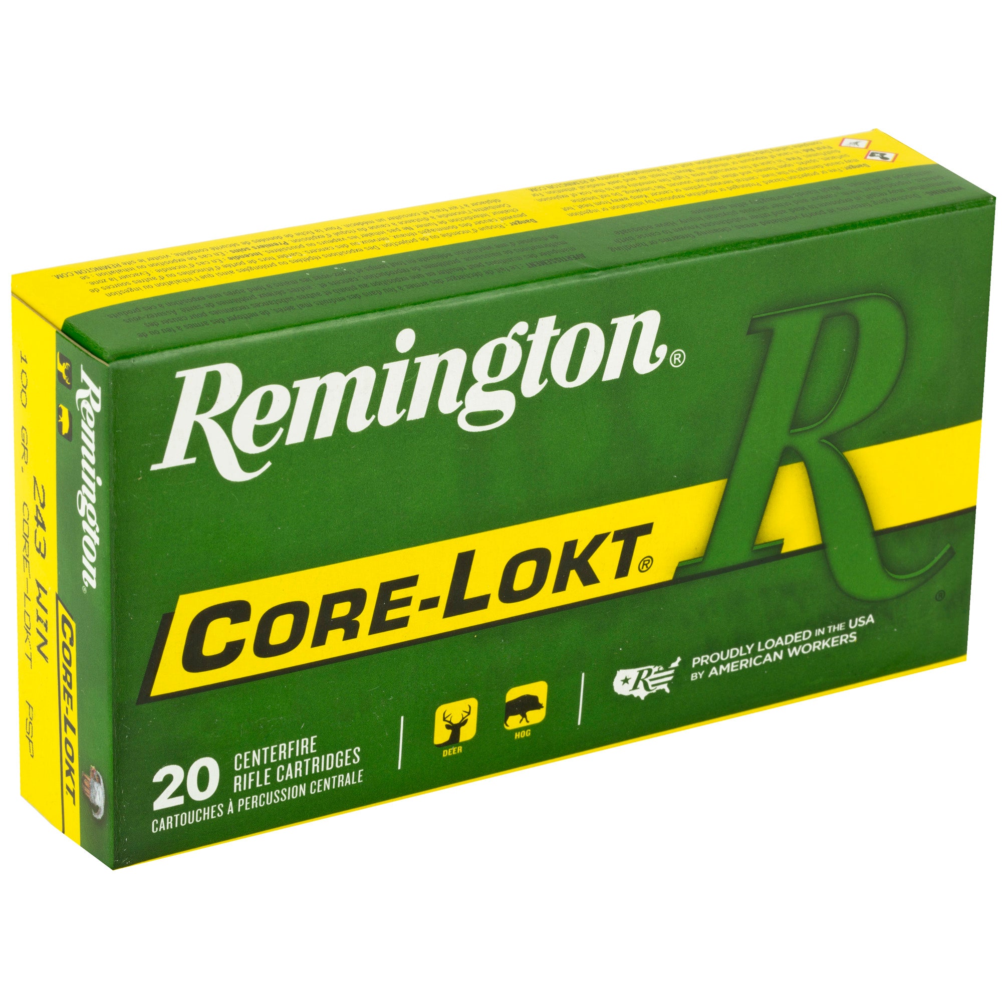 Remington Core-Lokt 243 Winchester 100 Grain Pointed Soft Point Ammunition - Reliable Big Game Hunting Ammo