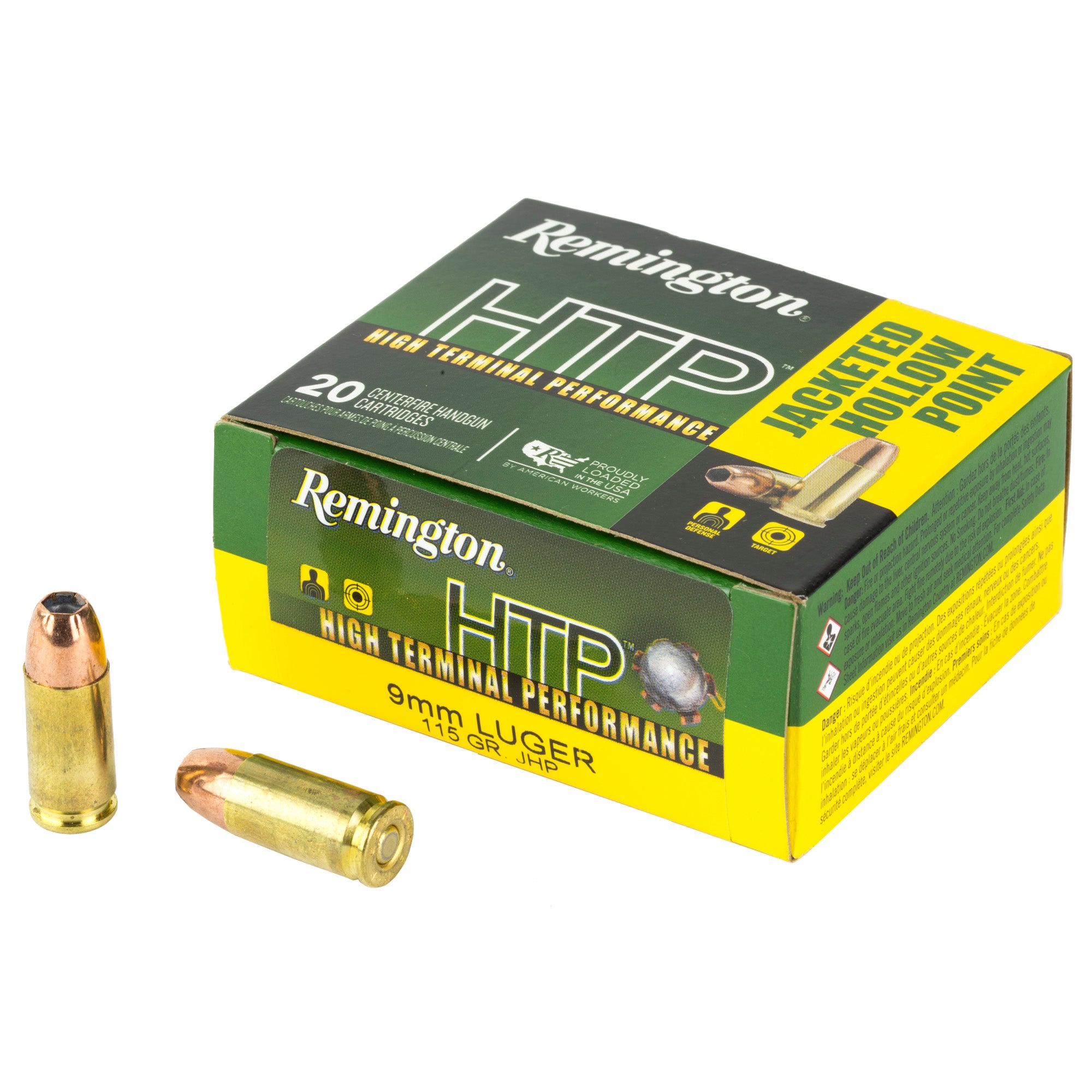Remington High Terminal Performance 9mm Luger Hollow Point Ammunition - 115 Grain, 20 Rounds per Box