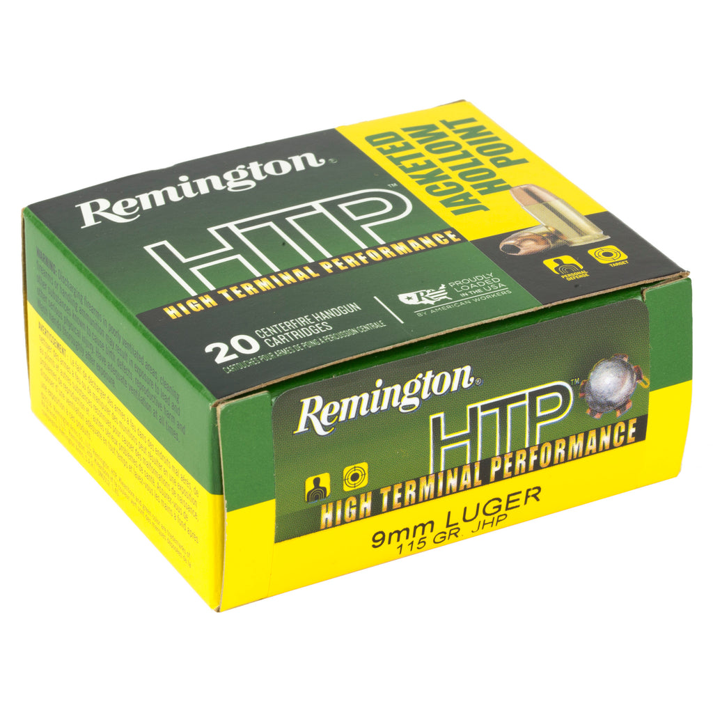 Remington High Terminal Performance 9mm Luger Hollow Point Ammunition - 115 Grain, 20 Rounds per Box