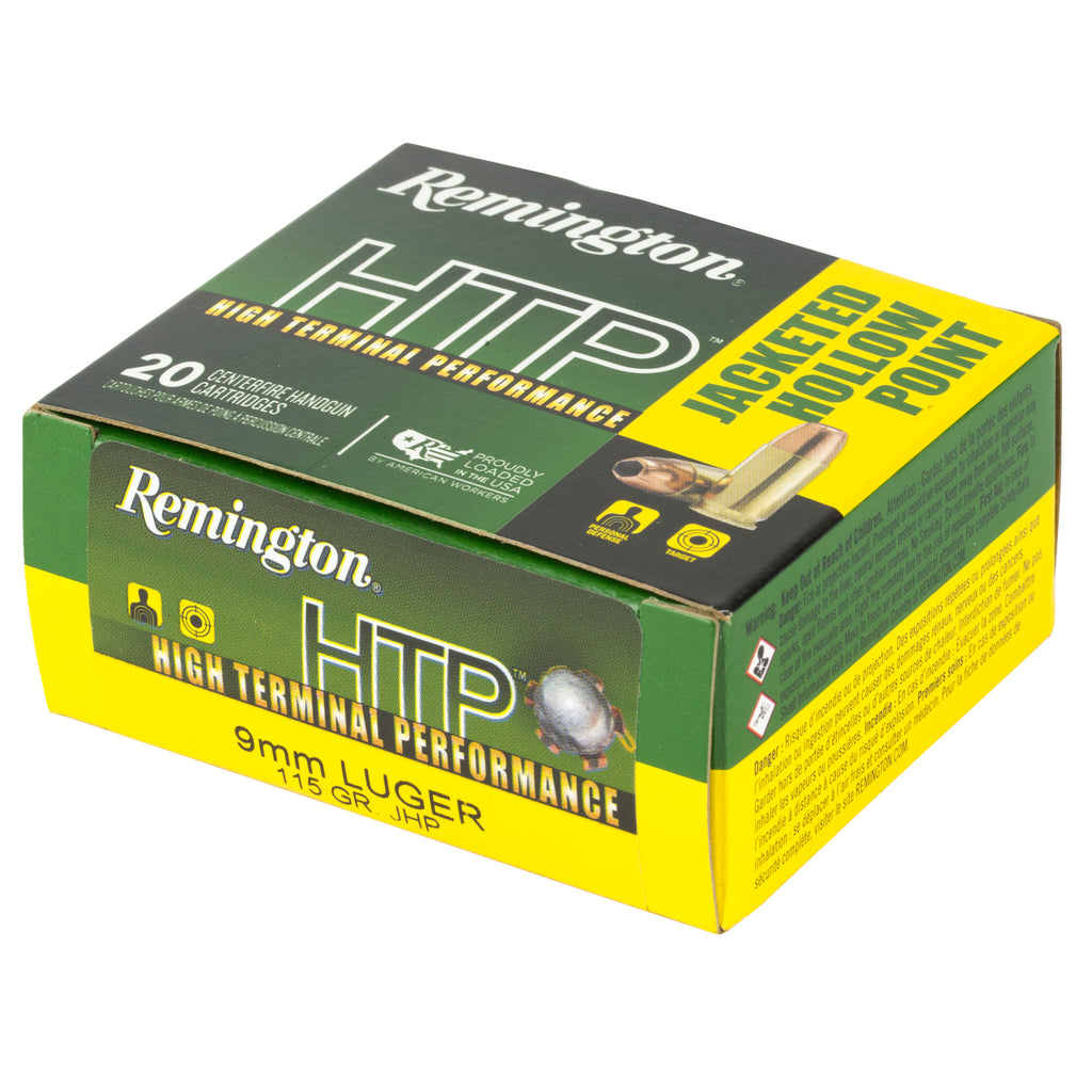 Remington High Terminal Performance 9mm Luger Hollow Point Ammunition - 115 Grain, 20 Rounds per Box