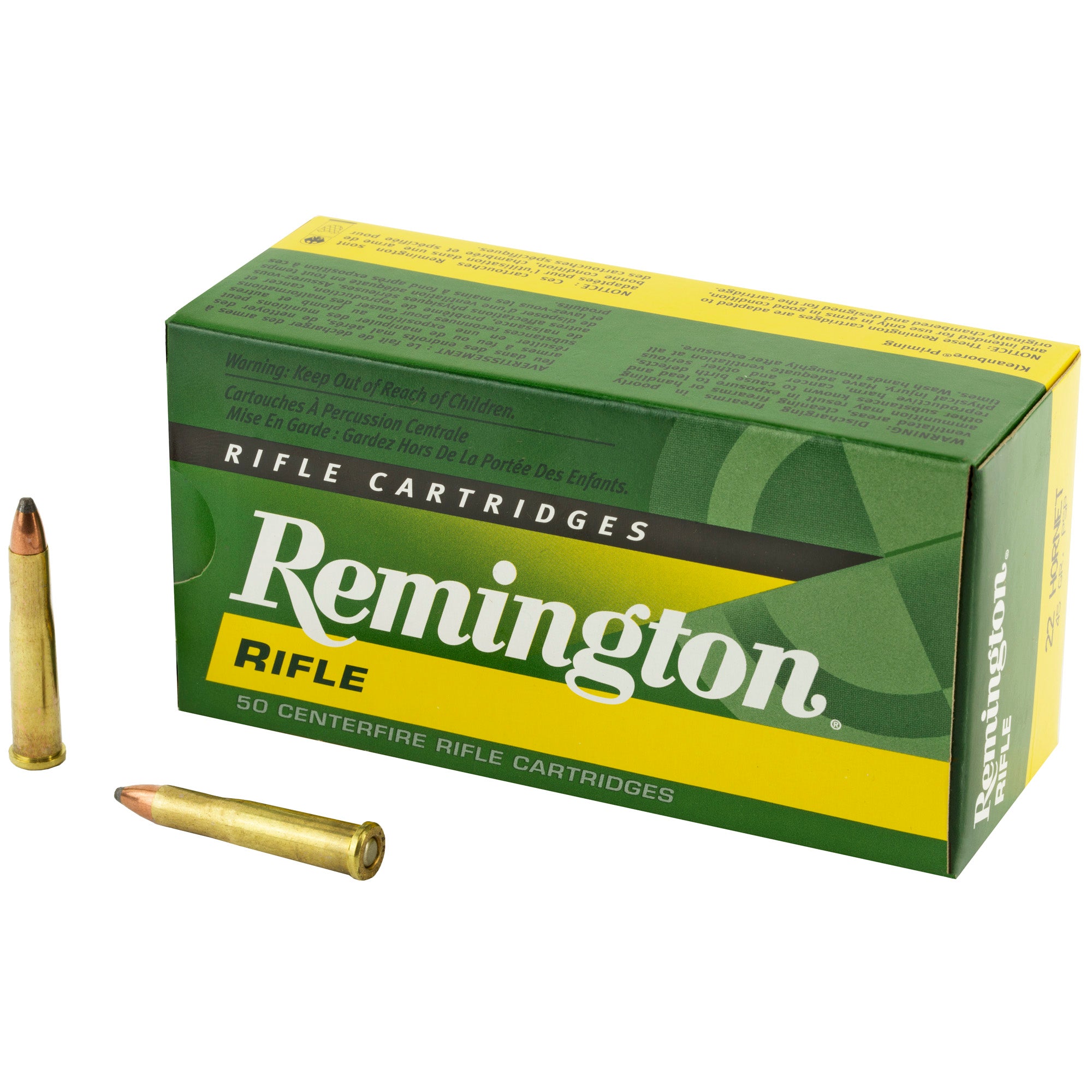 Remington High Performance Rifle 22 Hornet 45 Grain Pointed Soft Point Ammunition (50 Rounds per Box)