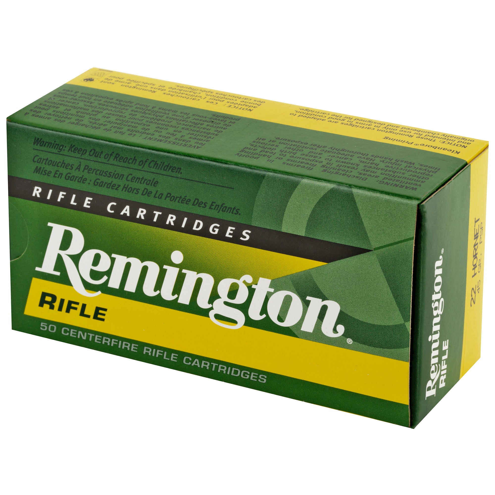 Remington High Performance Rifle 22 Hornet 45 Grain Pointed Soft Point Ammunition (50 Rounds per Box)