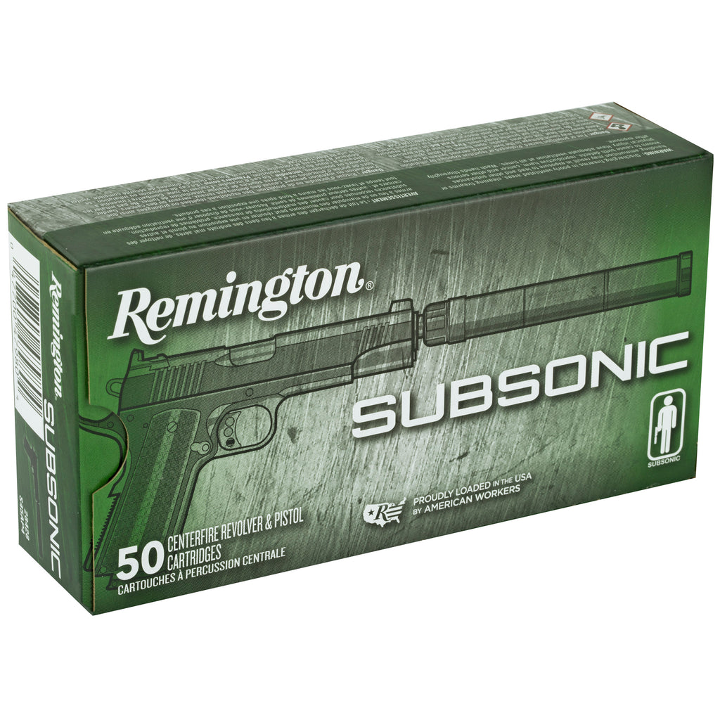 Remington Subsonic 45 ACP 230-Grain Flat Nose Ammunition - 50 Rounds per Box