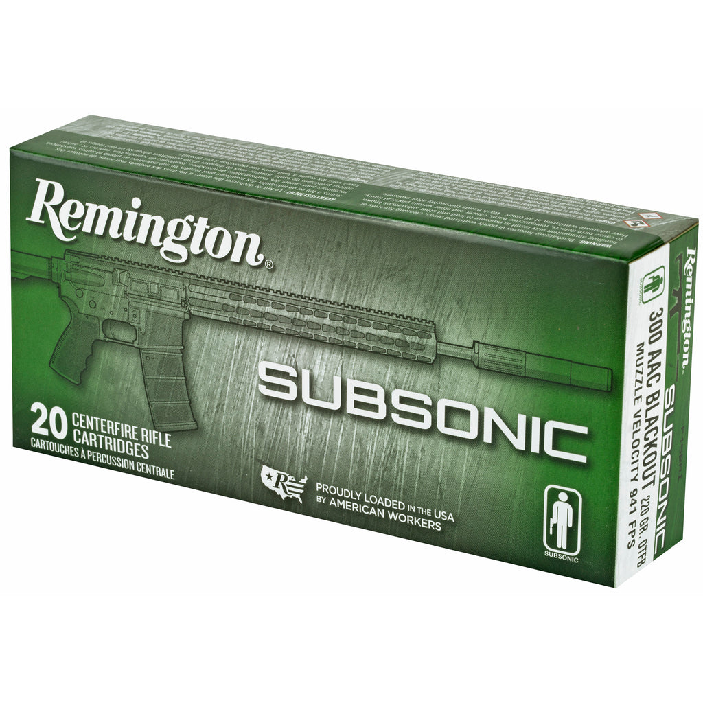 Remington Subsonic 300 Blackout 220-Grain Open Tip Flat Base Ammunition - 20 Rounds Per Box