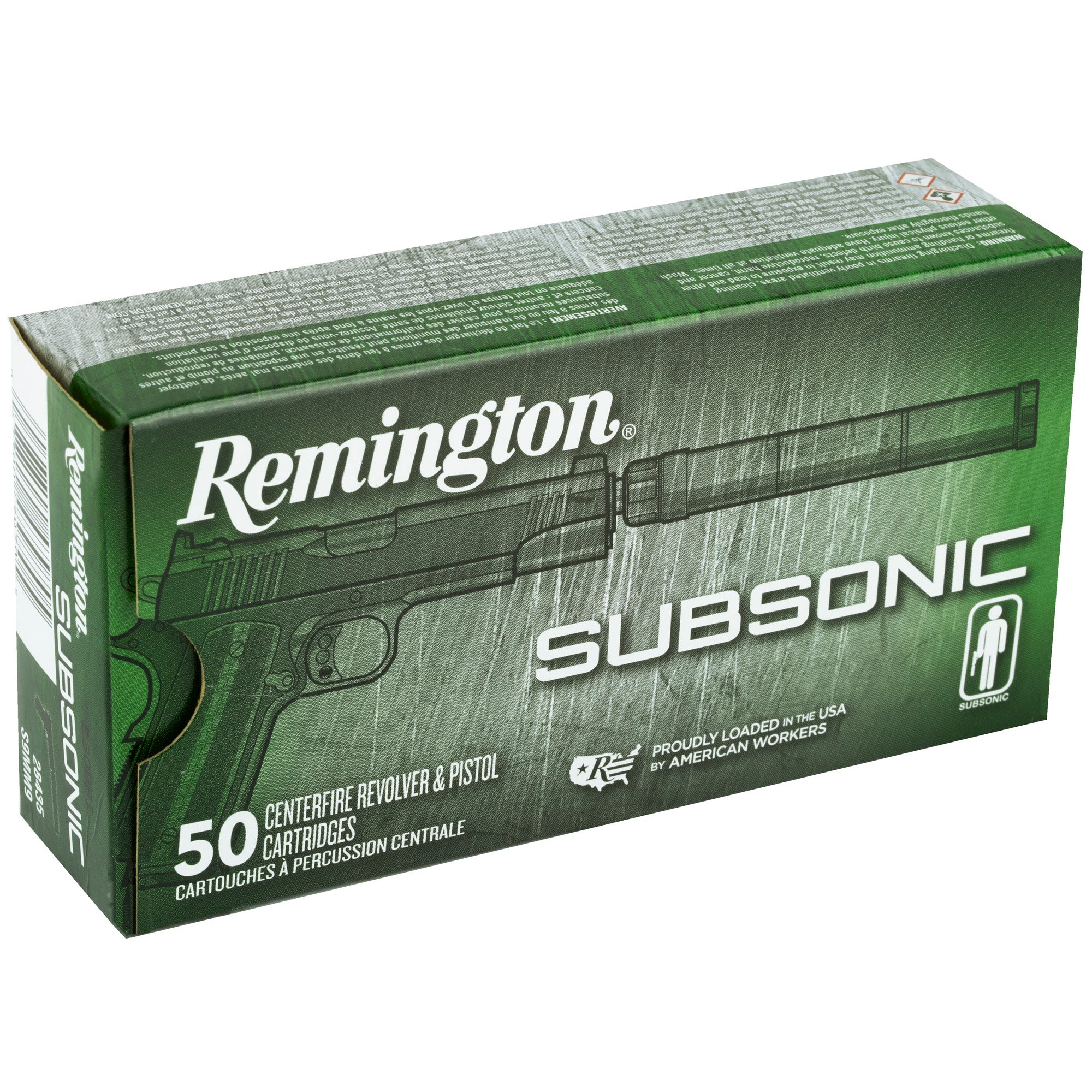 Remington Subsonic 9mm 147 Grain Flat Nose Ammunition - 50 Rounds per Box