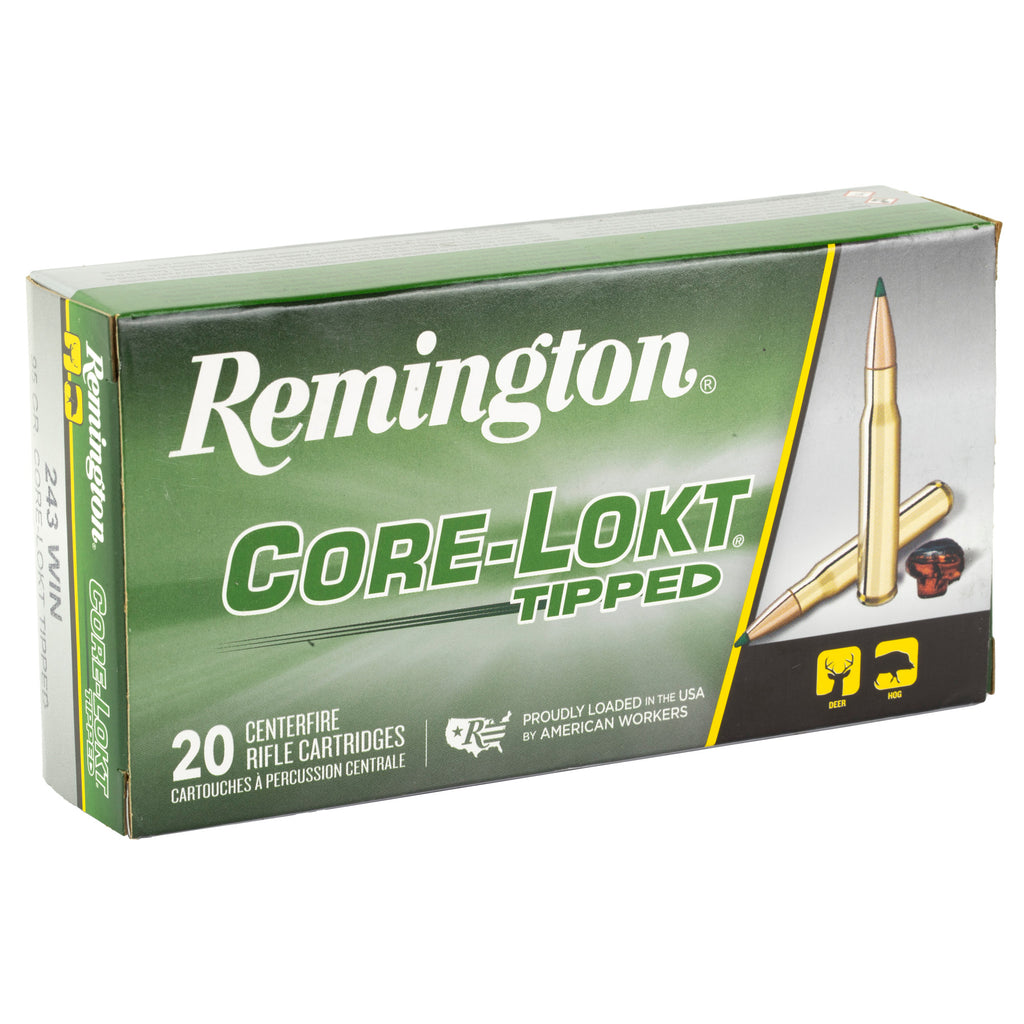 Remington Core-Lokt Tipped .243 Winchester 95-Grain Centerfire Rifle Ammunition, 20 Rounds per Box
