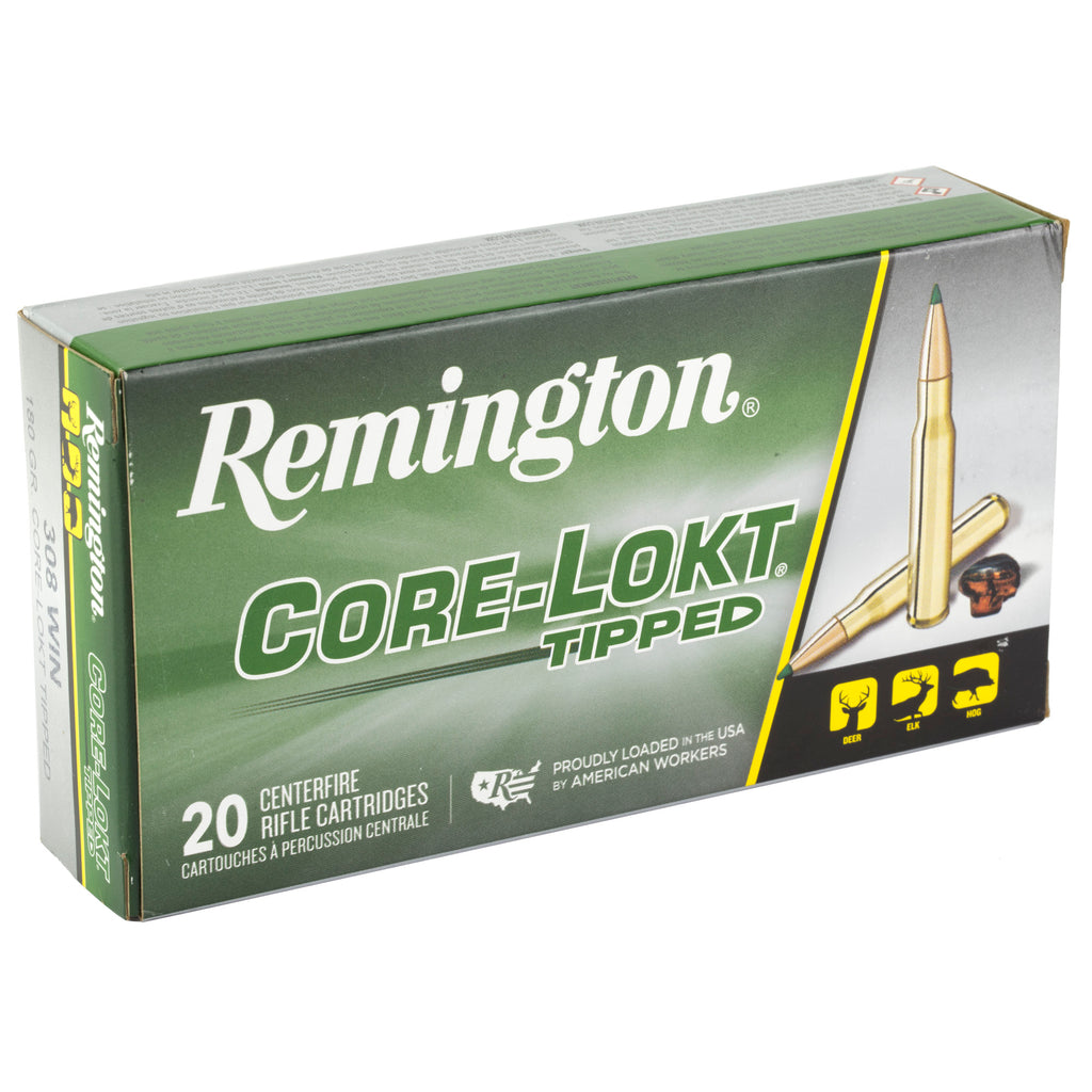 Remington Core-Lokt Tipped .308 Winchester Ammo – 180 Grain, Polymer Tip, 20 Rounds per Box