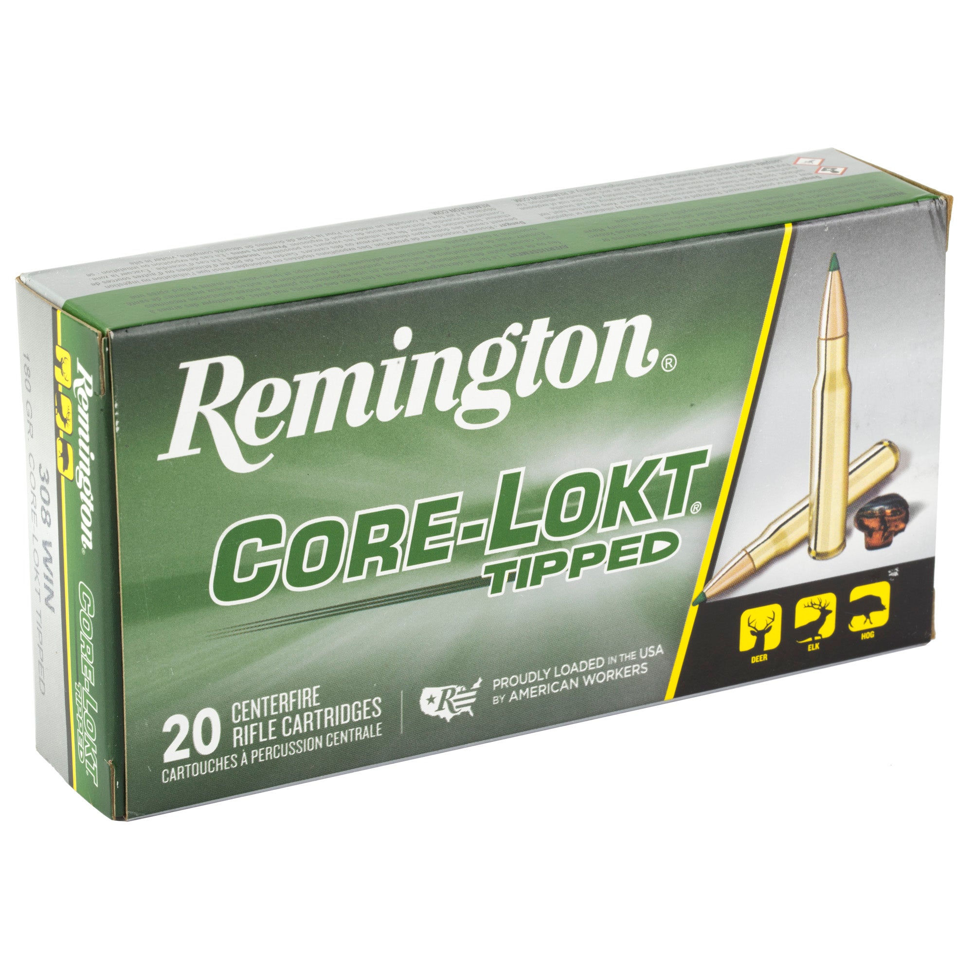 Remington Core-Lokt Tipped .308 Winchester Ammo – 180 Grain, Polymer Tip, 20 Rounds per Box