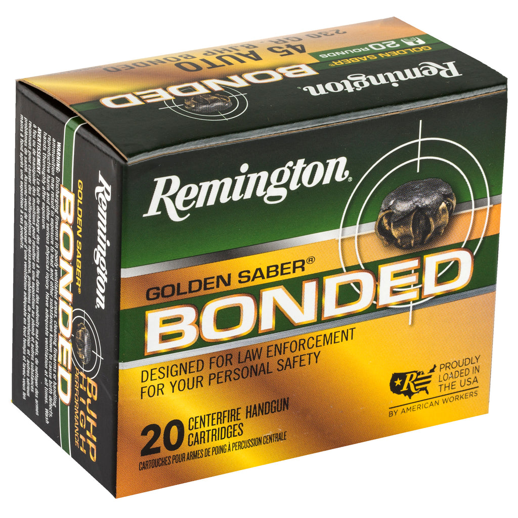 Remington Golden Saber Bonded 45 ACP 230-Grain Hollow Point Ammunition (20 Rounds / Box, 500 Rounds / Case)