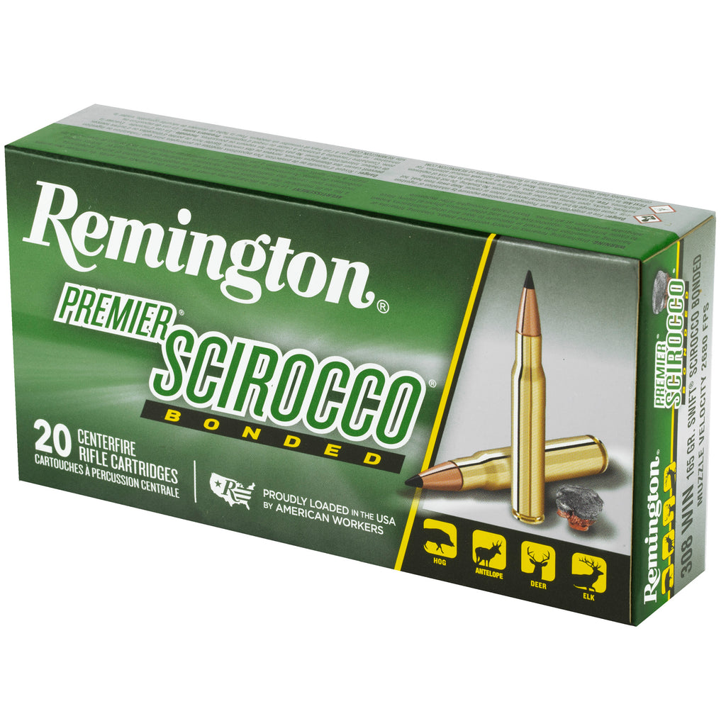 Remington Premier Scirocco Bonded .308 Winchester 165-Grain Polymer Tip Ammunition - 20 Rounds
