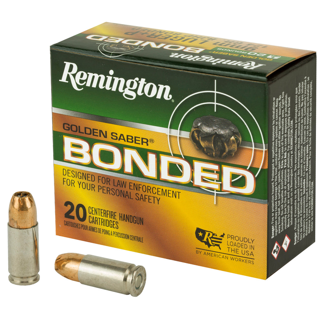Remington Golden Saber Bonded 9mm 124 Grain Hollow Point Ammunition - 20 Rounds