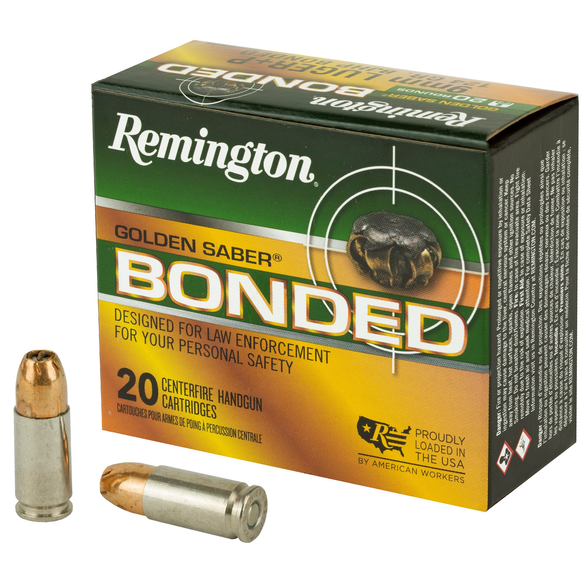 Remington Golden Saber Bonded 9mm 124 Grain Hollow Point Ammunition - 20 Rounds