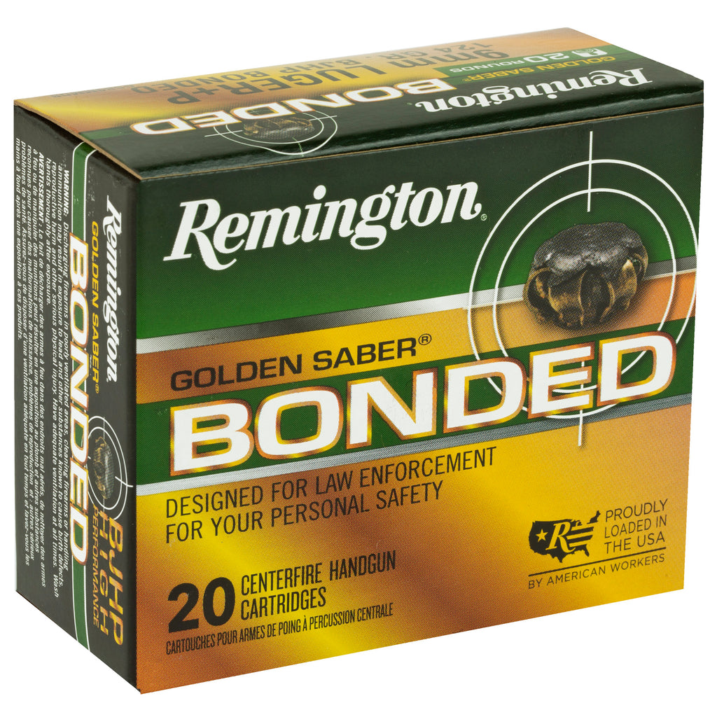 Remington Golden Saber Bonded 9mm 124 Grain Hollow Point Ammunition - 20 Rounds