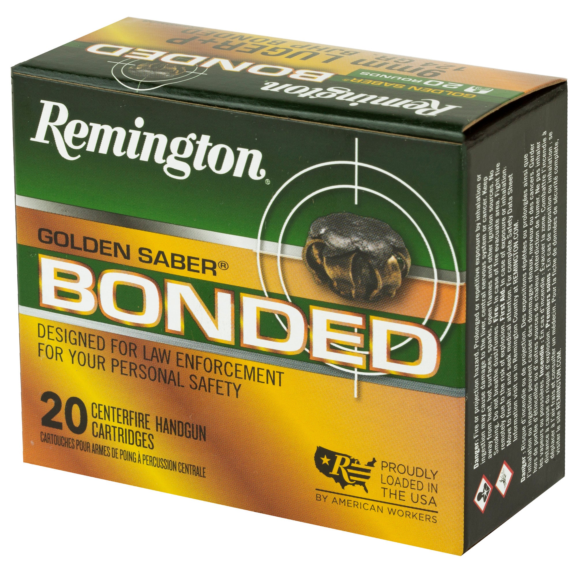 Remington Golden Saber Bonded 9mm 124 Grain Hollow Point Ammunition - 20 Rounds