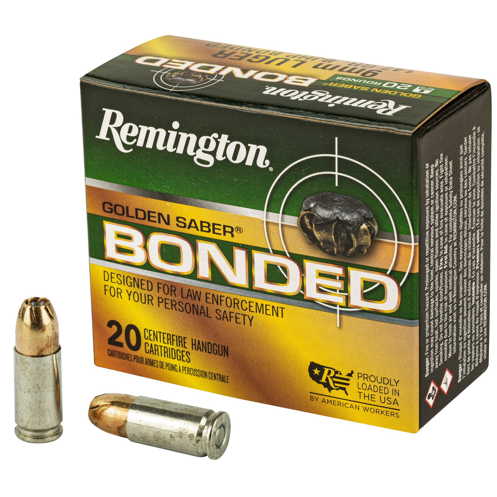 Remington Golden Saber Bonded 9mm 147 Grain Hollow Point Ammunition - 20 Round Box