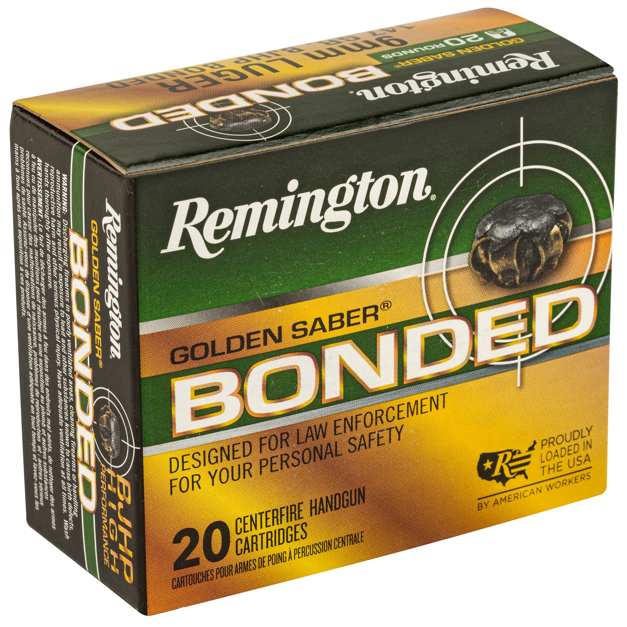 Remington Golden Saber Bonded 9mm 147 Grain Hollow Point Ammunition - 20 Round Box