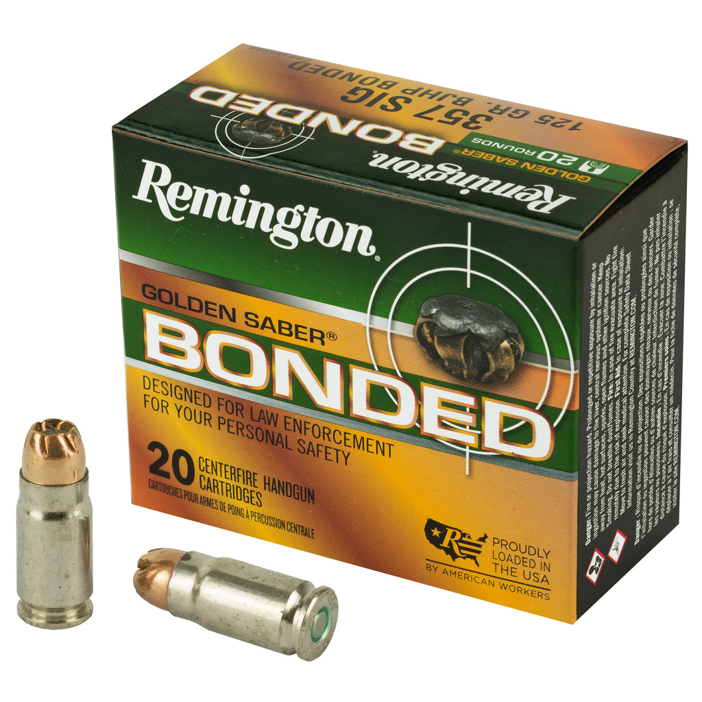 Remington Golden Saber Bonded 357 Sig 125-Grain Hollow Point Ammunition – 20 Rounds per Box