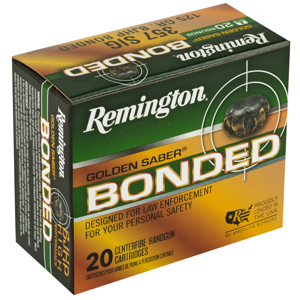 Remington Golden Saber Bonded 357 Sig 125-Grain Hollow Point Ammunition – 20 Rounds per Box