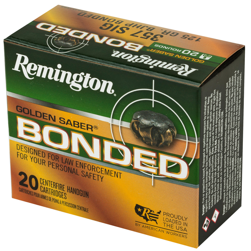 Remington Golden Saber Bonded 357 Sig 125-Grain Hollow Point Ammunition – 20 Rounds per Box
