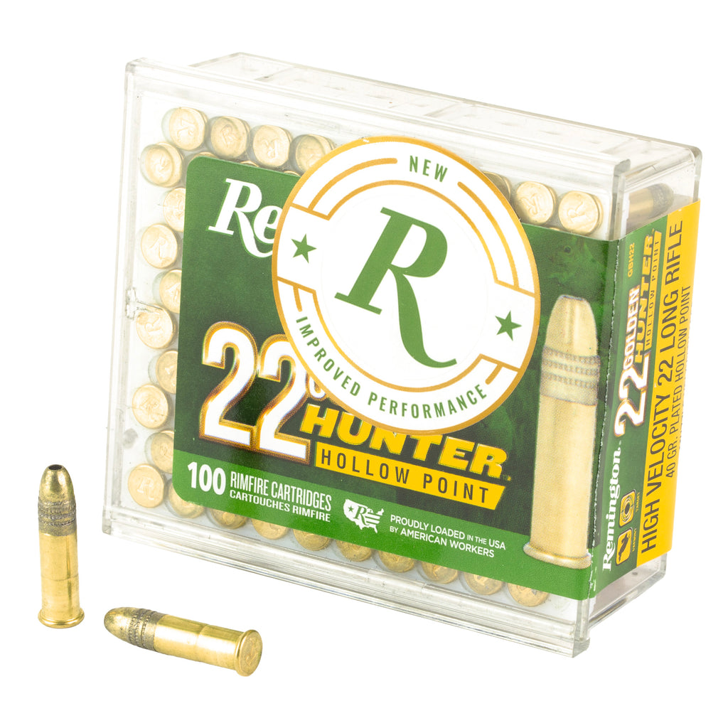 Remington Golden Hunter .22 LR Hollow Point Ammunition - 40 Grain, 100 Rounds