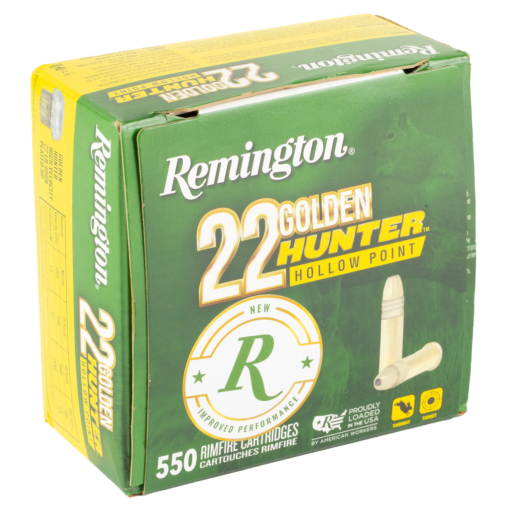 Remington Golden Hunter .22 LR Hollow Point Ammunition – 42 Grain, 550 Rounds per Box