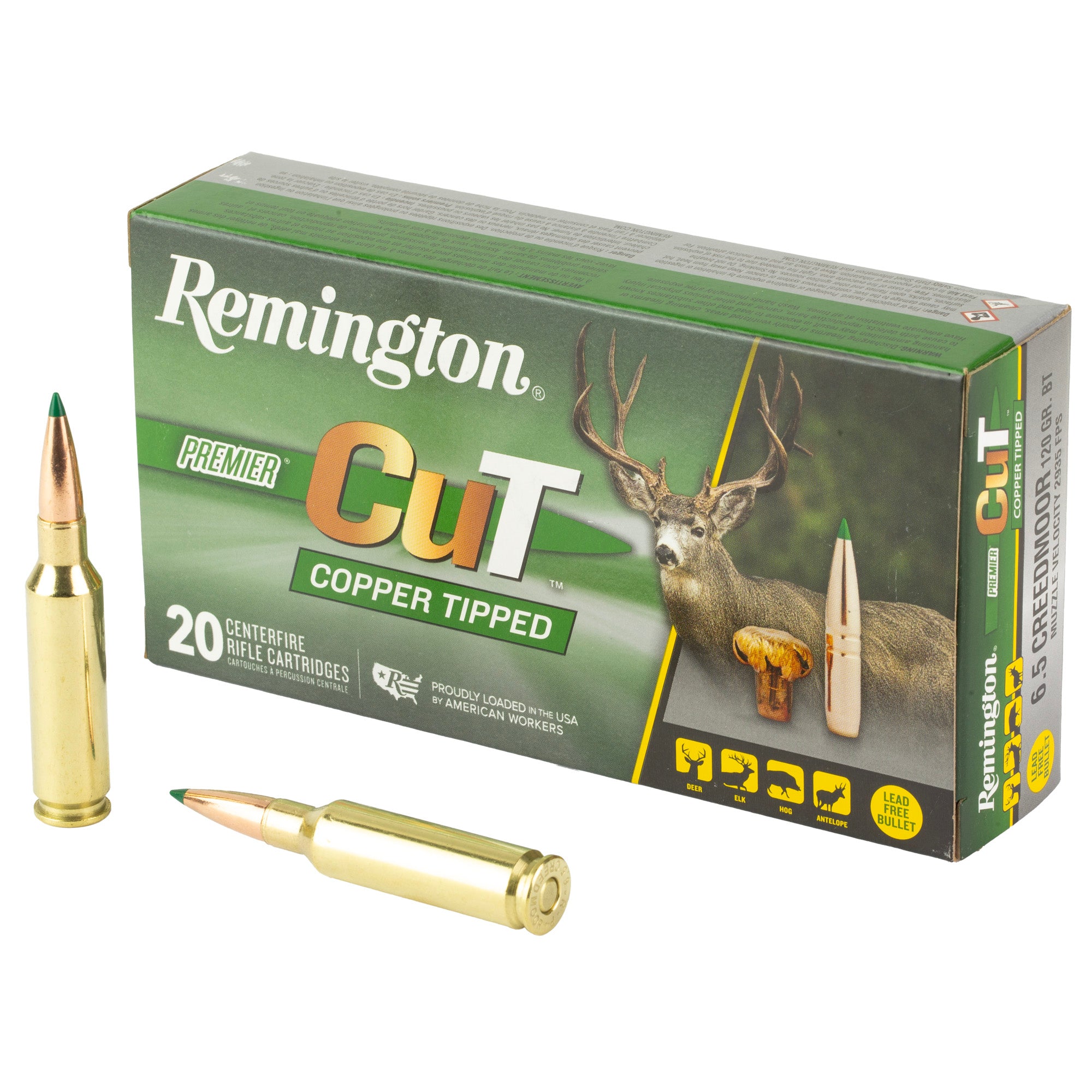 Remington Premier CuT Copper Ammunition for 6.5 Creedmoor - 120 Grain, 20 Rounds per Box