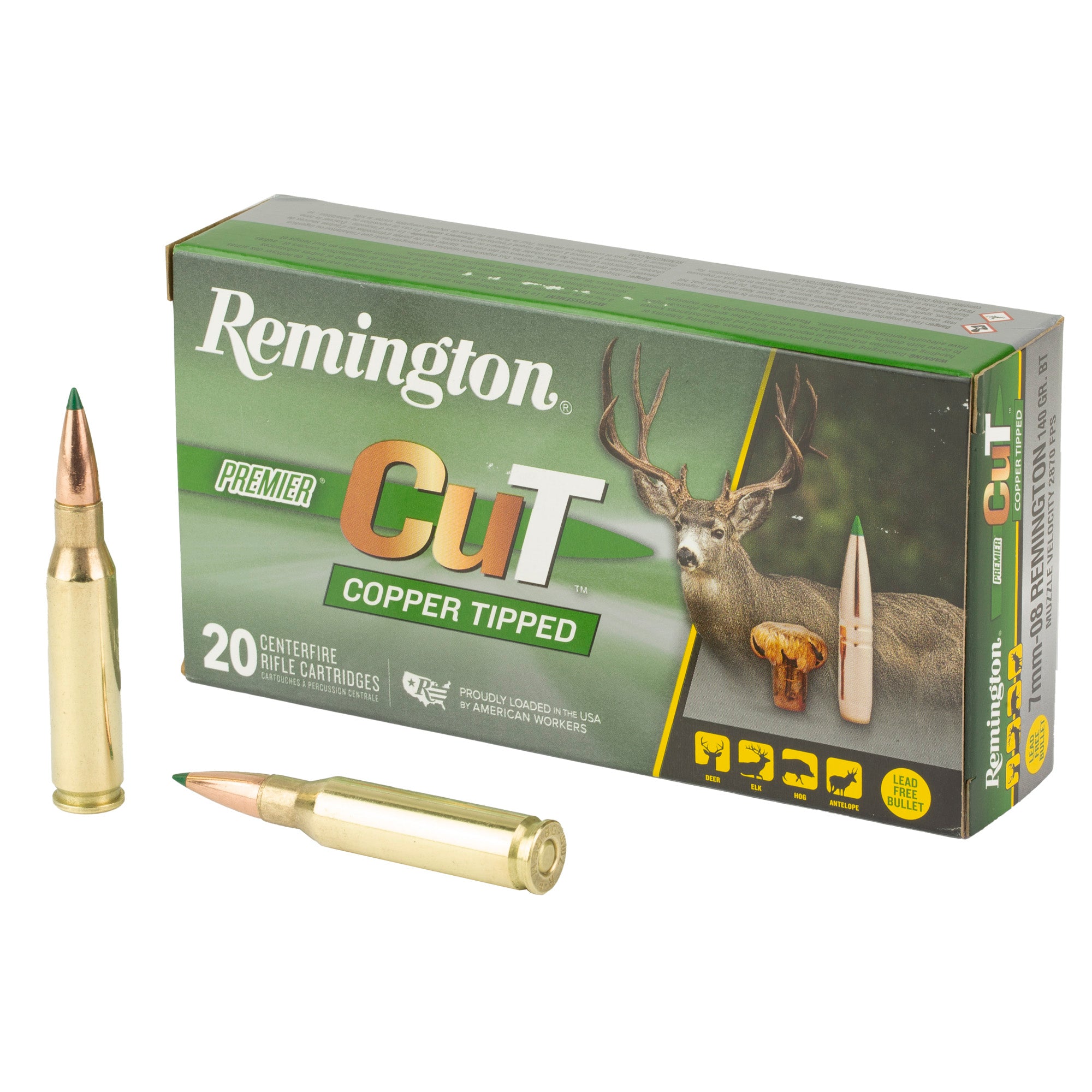 Remington Premier CuT Copper Bullet for 7mm-08 Remington, 140 Grain, Box of 20
