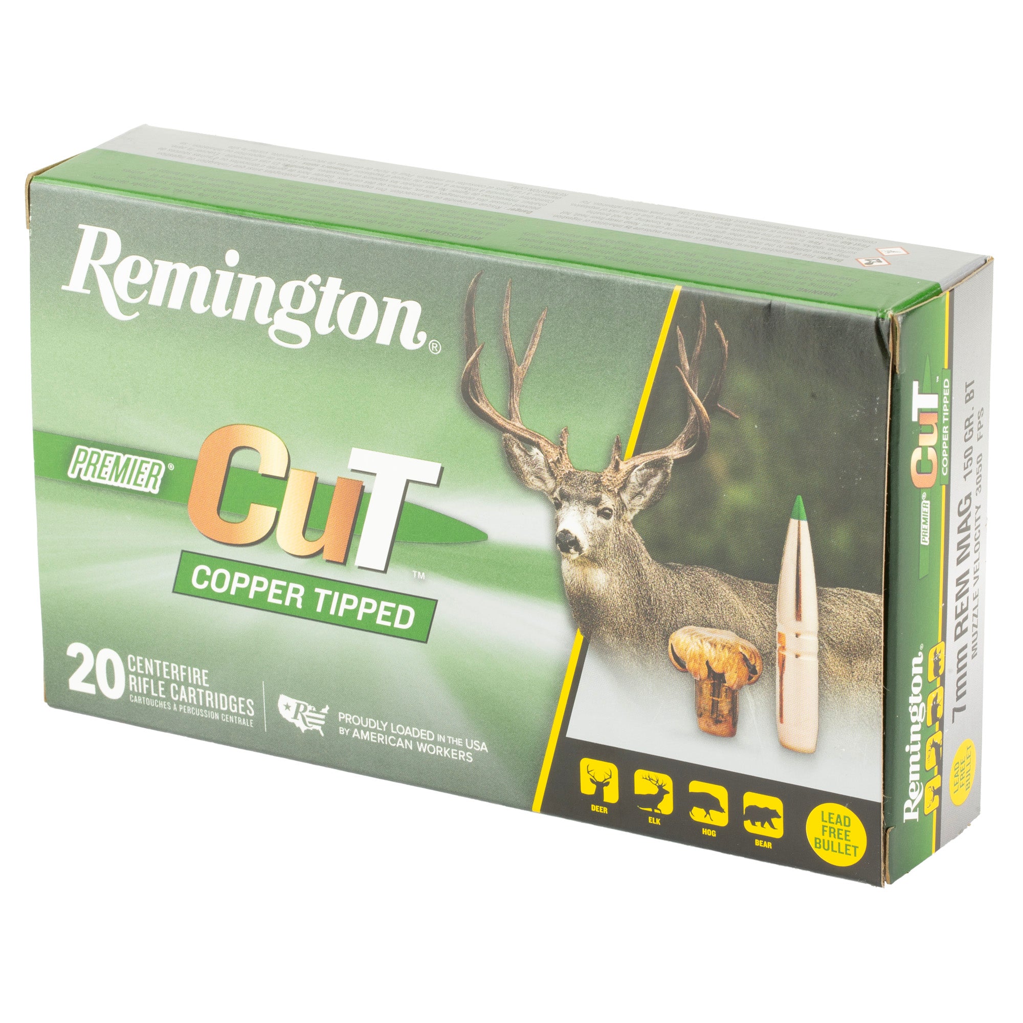 Remington Premier CuT 7mm Remington Magnum Copper Bullet – 150 Grain, Box of 20