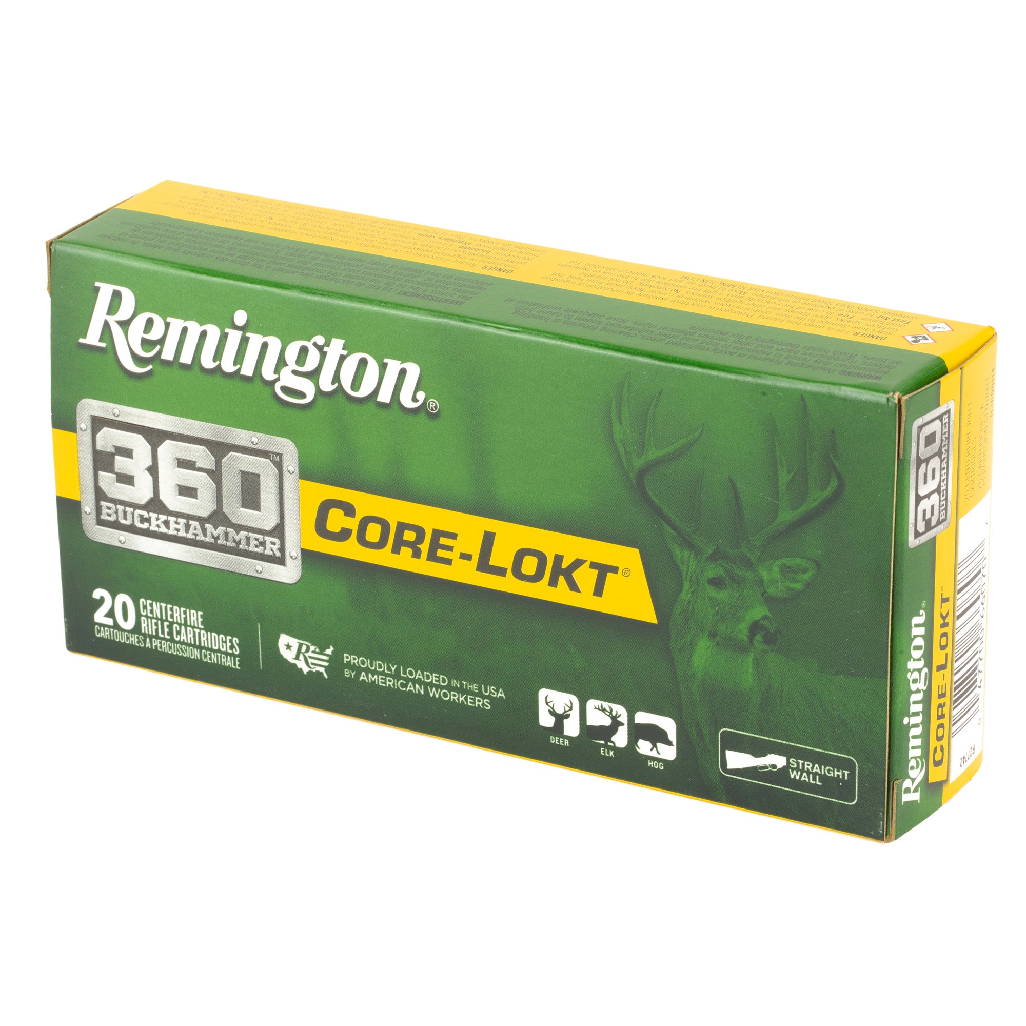 Remington Core Lokt 360 Buckhammer Soft Point Cartridge, 180 Grain — 20 Rounds per Box