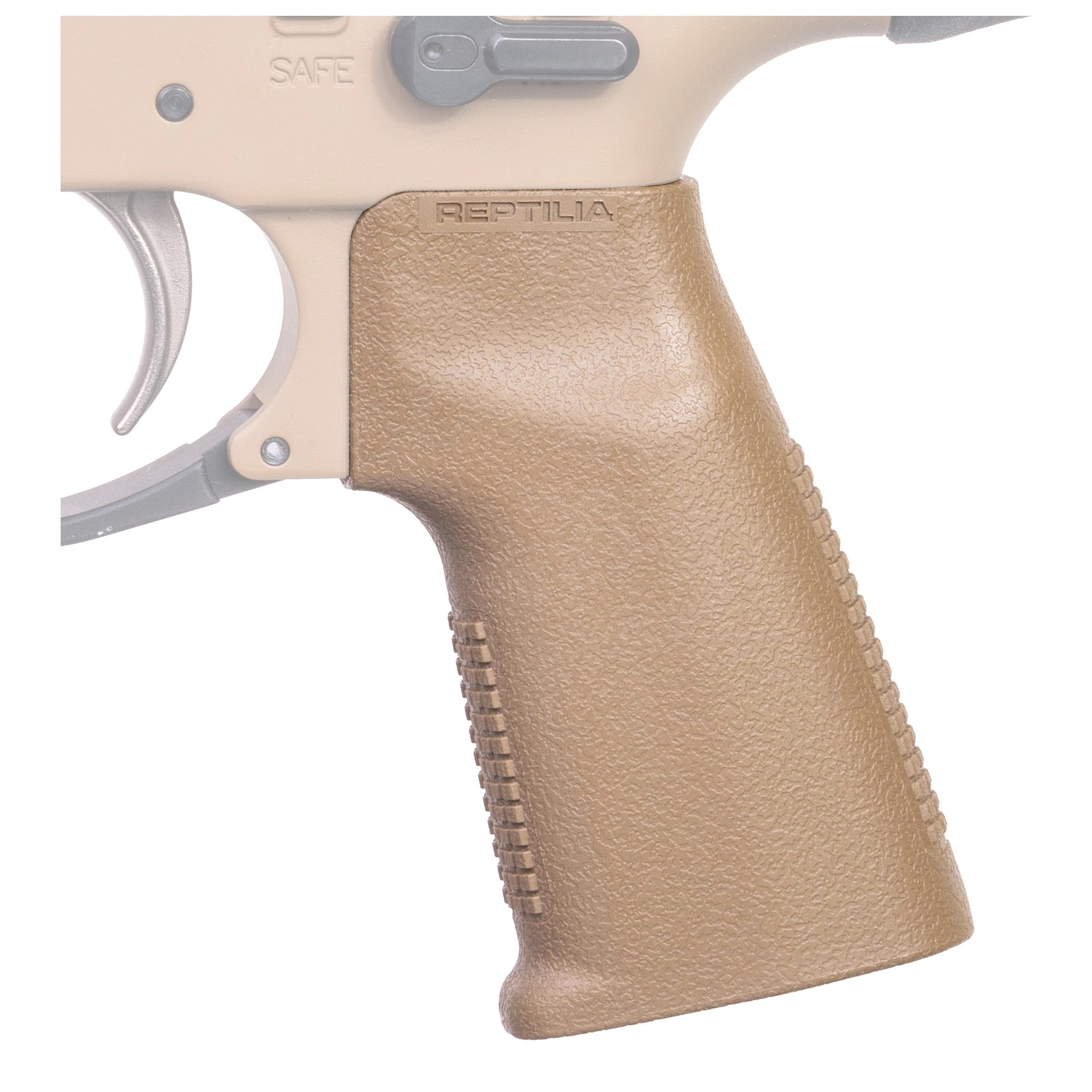 Reptilia CQG-NB AR Pistol Grip in Flat Dark Earth – No-Beavertail Design for Enhanced Ergonomics