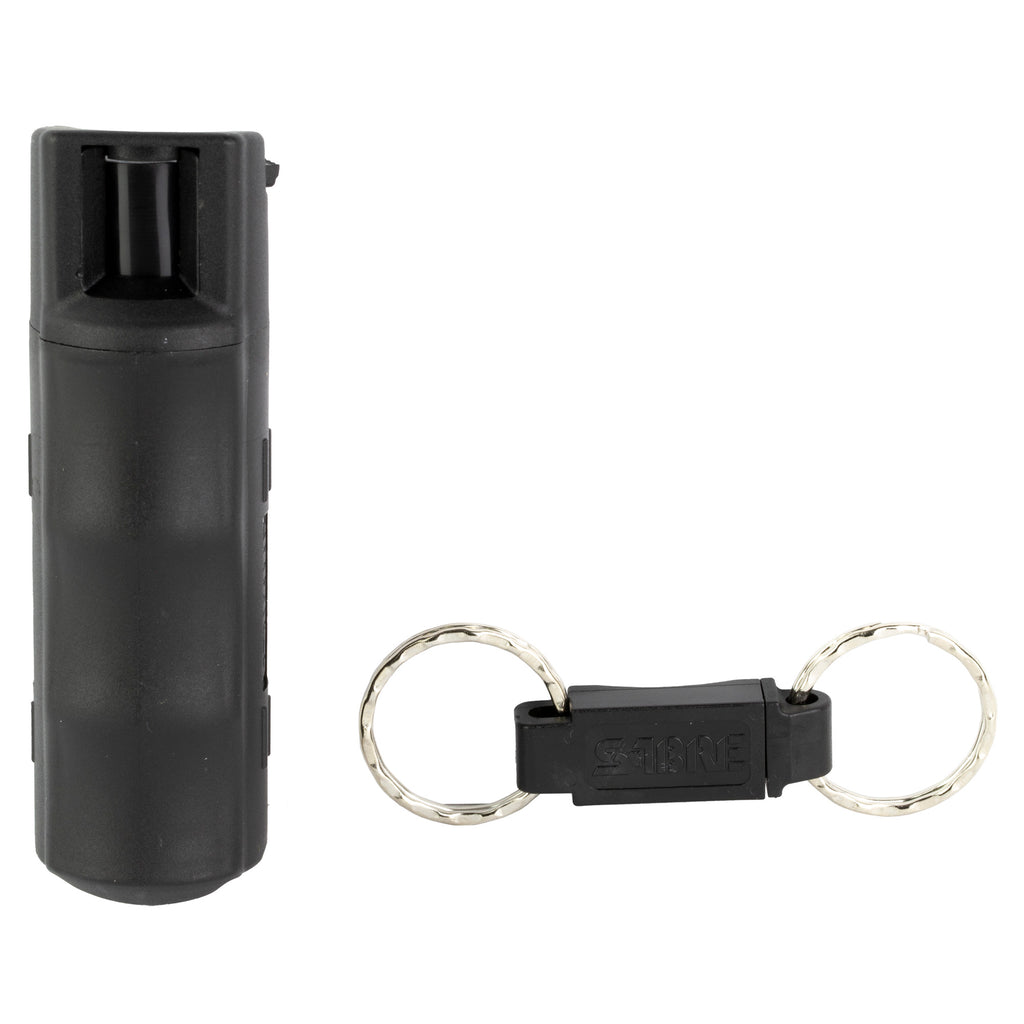 Sabre Hardcase Pepper Spray Keychain with Quick Release – Police-Strength 0.54 oz Black