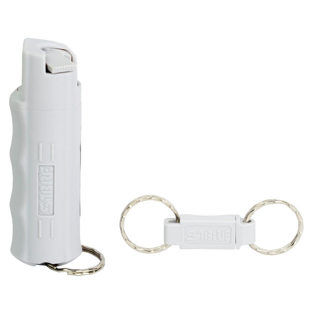 Sabre Hardcase Pepper Spray Keychain in Gray - Police-Strength Self-Defense with 10-Foot Range and 25 Bursts