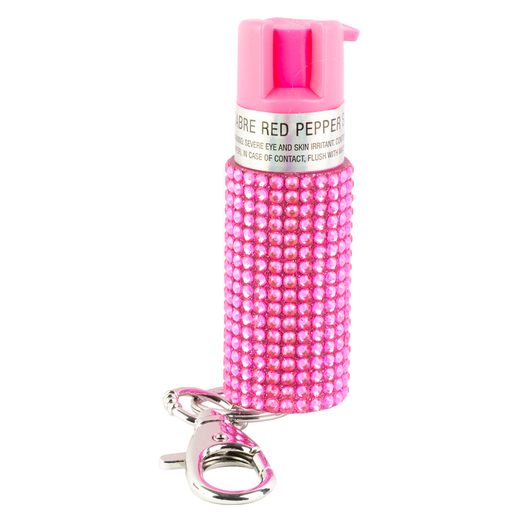 Sabre Jeweled Pepper Spray with Snap Clip – Pink, .54oz – Safe Personal Protection with Industry-Leading Strength